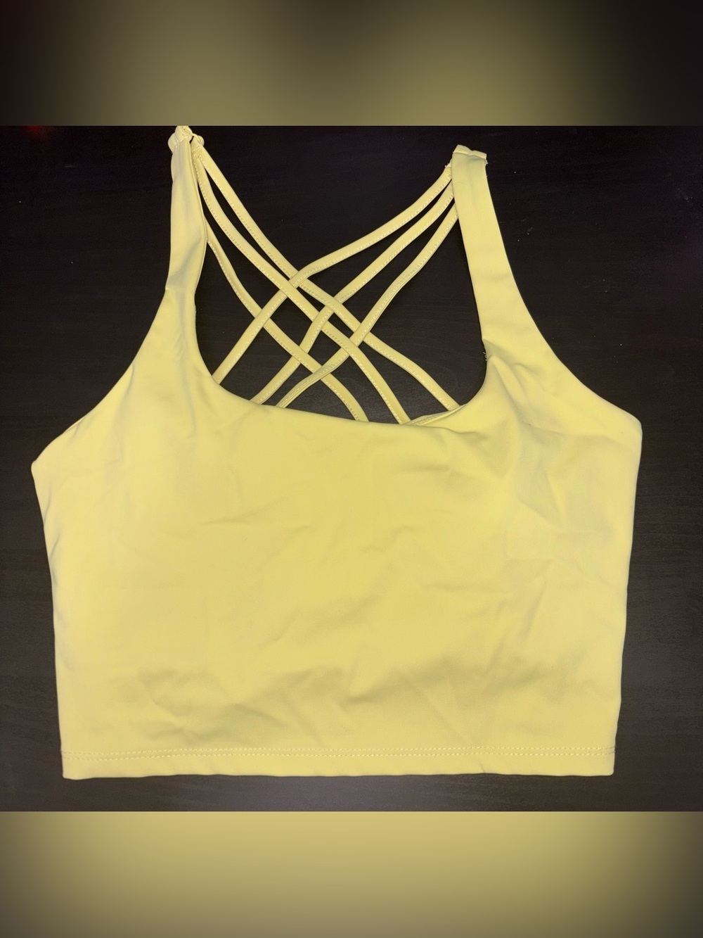 dip Yellow Strappy Crisscross Crop Tank